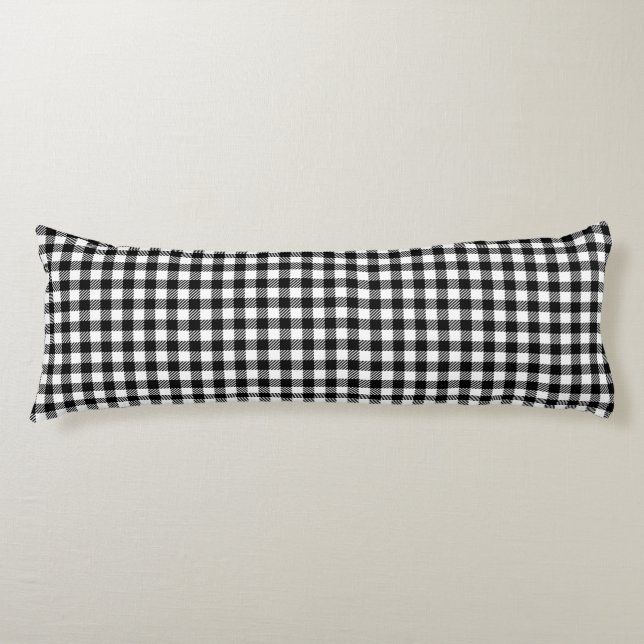 Black And White Gingham Checkered Pattern Body Pillow (Front)