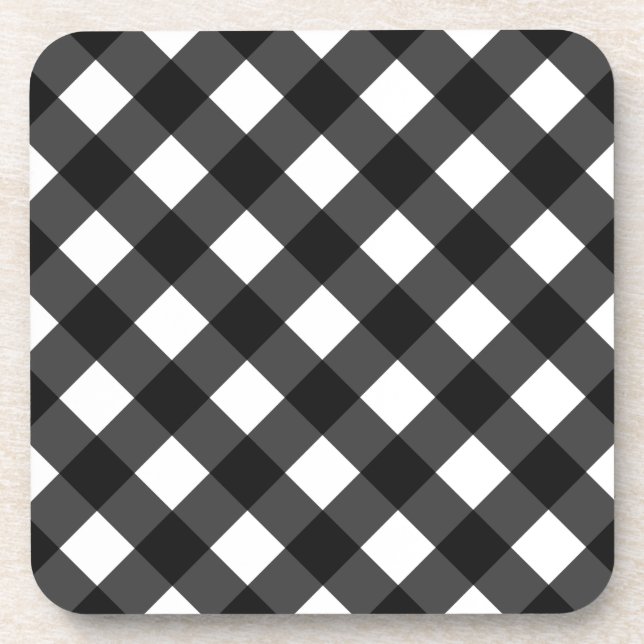 Black and White Gingham Coaster (Front)