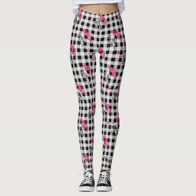Black And White Gingham Leggings (Front)