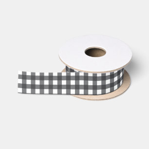 Black and White Gingham Medium Satin Ribbon
