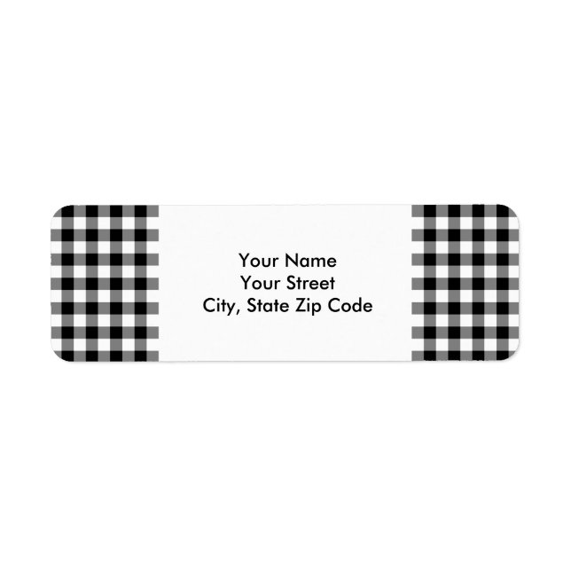 Black and White Gingham Pattern address label (Front)