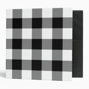 Black and White Gingham Pattern Binder
