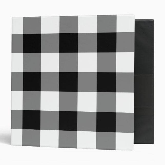 Black and White Gingham Pattern Binder (Front/Inside)