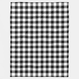 Black and White Gingham Pattern Fleece Blanket