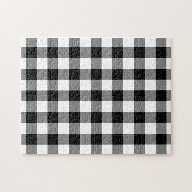 Black and White Gingham Pattern Jigsaw Puzzle (Horizontal)