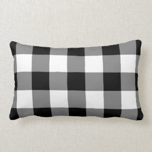 Black and White Gingham Pattern Lumbar Pillow