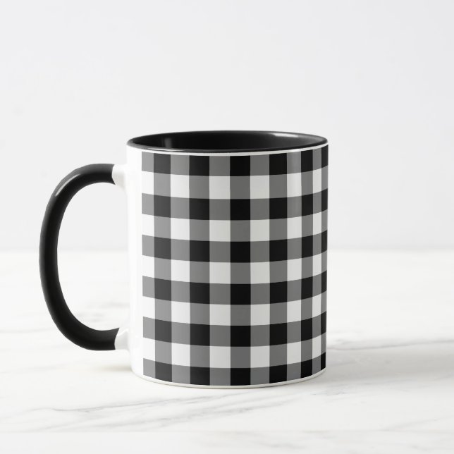 Black and White Gingham Pattern Mug (Left)