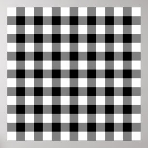 Black and White Gingham Pattern Poster