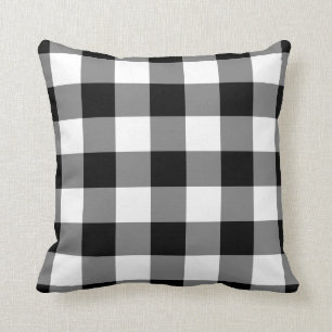 Black and White Gingham Pattern Throw Pillow
