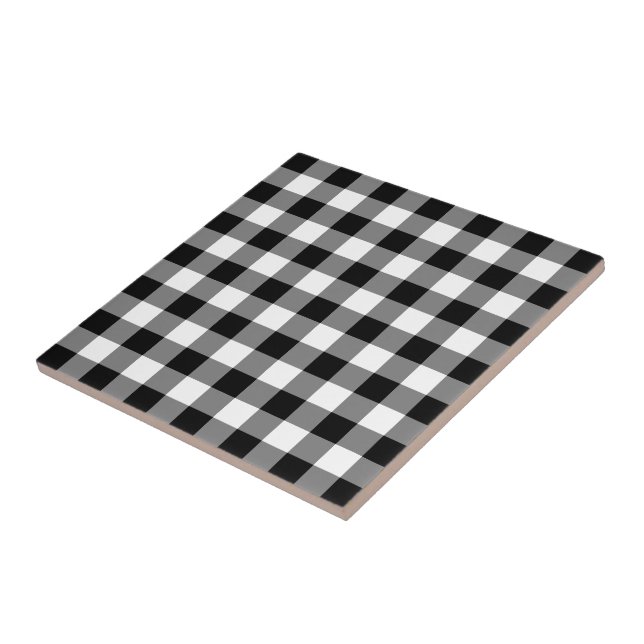 Black and White Gingham Pattern Tile (Side)