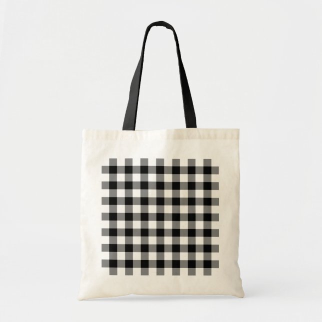 Black and White Gingham Pattern Tote Bag (Front)