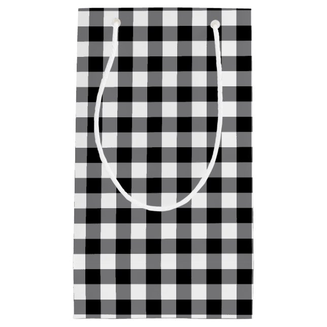 Black And White Gingham Small Gift Bag (Front)