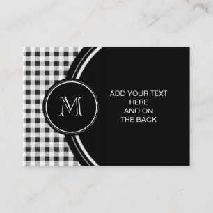Black and White Gingham, Your Monogram Business Card
