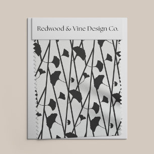 Black and White Ginkgo Leaves Pattern Fabric
