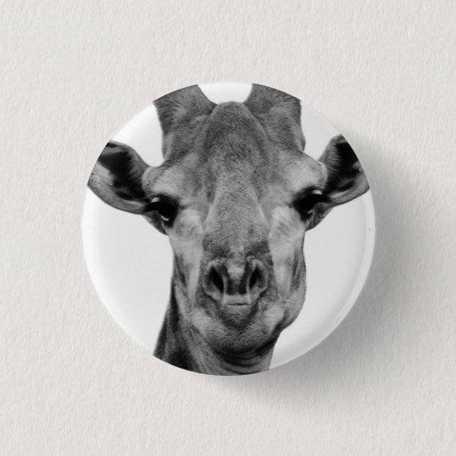Black and White Giraffe Photograph 1 Inch Round Button (Front)