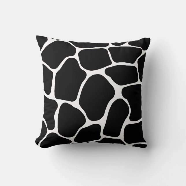 Black and White Giraffe Print American MoJo Pillow (Front)