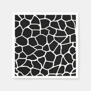 Black and White Giraffe Print Animal Pattern Napkin