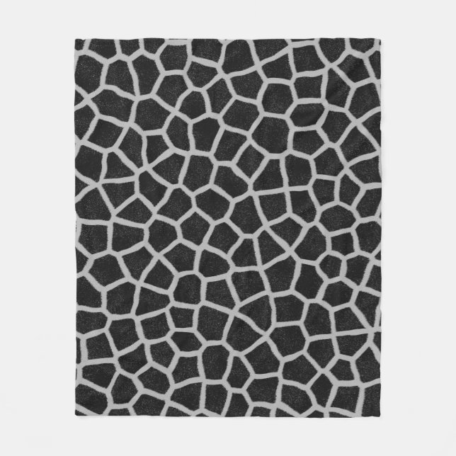 Black and White Giraffe Print Fleece Blanket (Front)