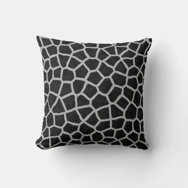 Black and White Giraffe Print Throw Pillow (Front)