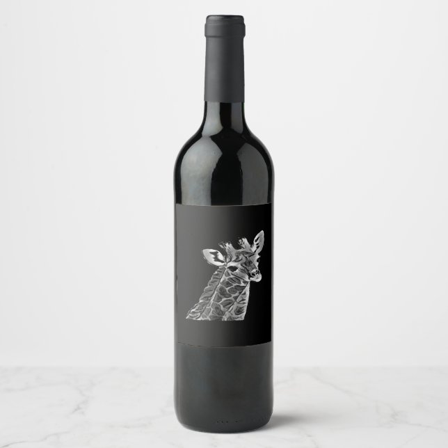 Black and white giraffe wine label (Front)