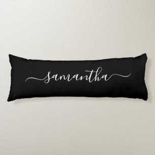 Black and White Girly Signature Name Body Pillow