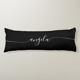 Black and White Glam Signature Name Body Pillow