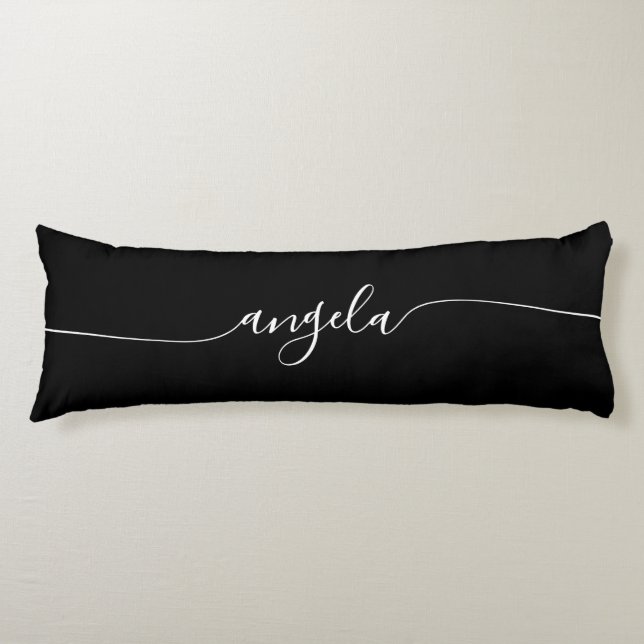 Black and White Glam Signature Name Body Pillow (Front)