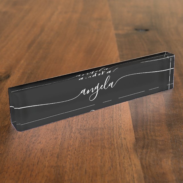 Black and White Glam Signature Nameplate (Side)