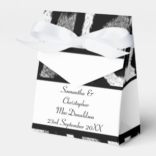 Black and white glamourous wedding favor box