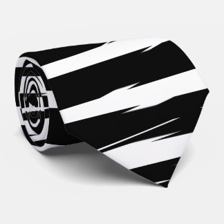 Black and White Glitch Signal Stripes Tie