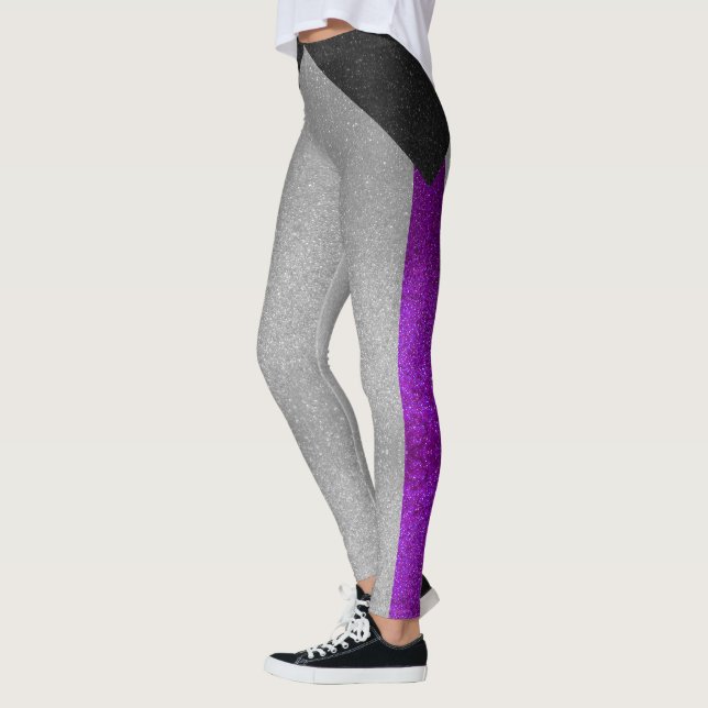 Black and White Glitter Demisexual Gay Pride Flag  Leggings (Left)