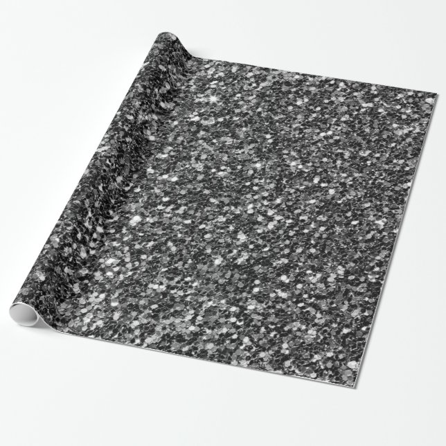 Black And White Glitter Wrapping Paper (Unrolled)