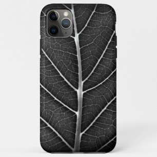 Black and white glowing leaf close-up iPhone 11 pro max case