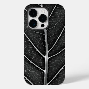 Black and white glowing leaf close-up Case-Mate iPhone 14 pro case