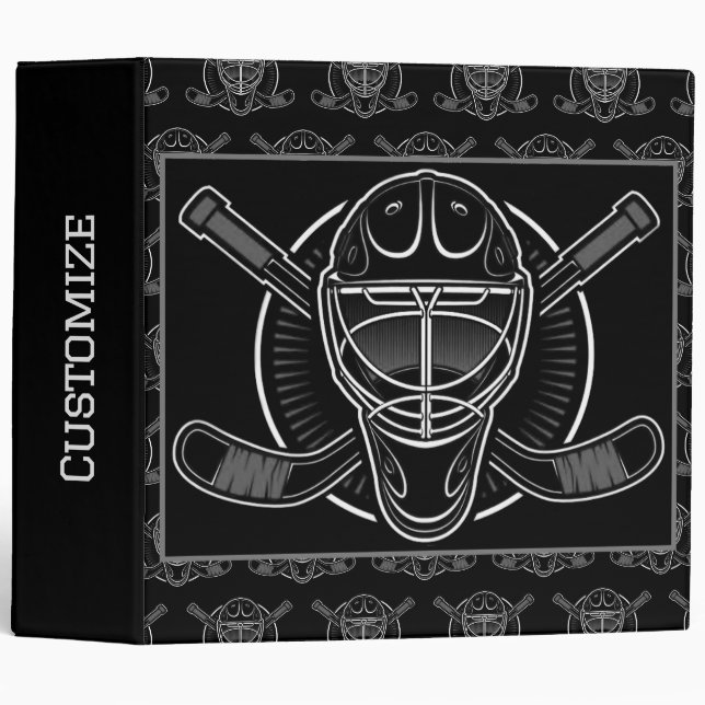 Black And White Goalie Mask Binder (Front/Spine)