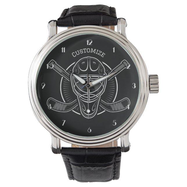 Black And White Goalie Mask Watch (Front)