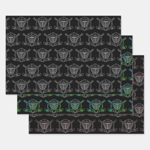 Black And White Goalie Mask Wrapping Paper Sheet