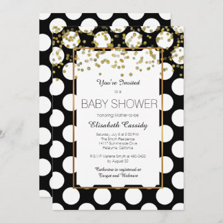 Black and White, Gold Baby Shower Invitation