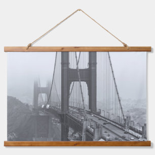 Black and White Golden Gate Bridge Hanging Tapestry