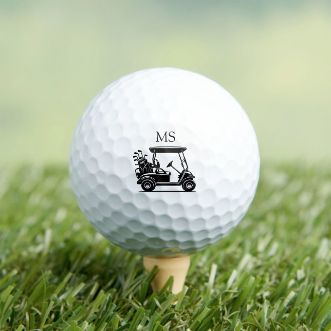 Black and White Golf Cart with Initials Balls (Creator Uploaded)