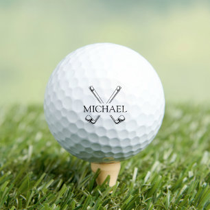 Black and White Golf Clubs with Name Golf Balls