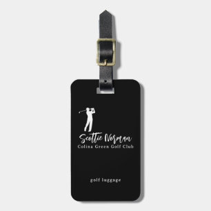 Black and White Golfer Name  Luggage Tag
