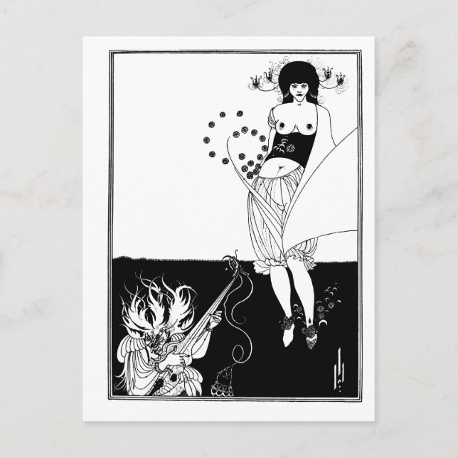 Black and white goth gothic art nouveau Salome Postcard (Front)