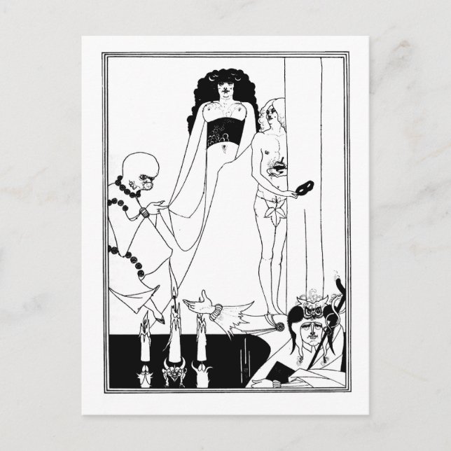 Black and white goth gothic art nouveau Salome Postcard (Front)