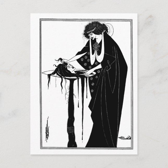 Black and white goth gothic art nouveau Salome Postcard (Front)