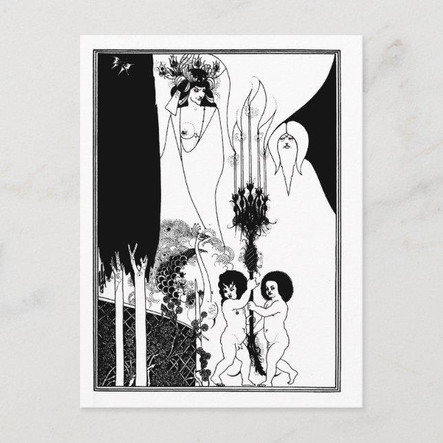 Black and white goth gothic art nouveau Salome Postcard (Front)