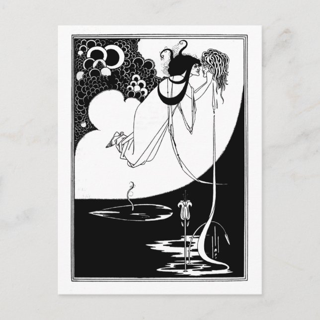 Black and white goth gothic art nouveau Salome Postcard (Front)