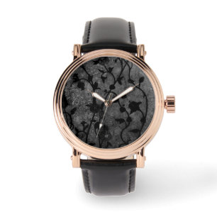 Black and White Gothic Antique Floral Watch