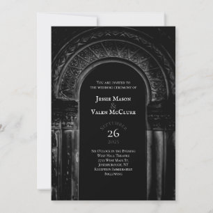 Black and White Gothic Arch Elegant Wedding Dark Invitation