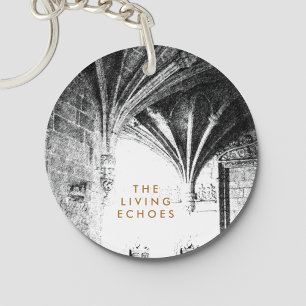Black and White Gothic Architecture Sketch Keychain